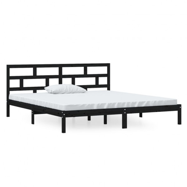 Estrutura de cama 140x190 cm madeira de pinho maciça preto M 2