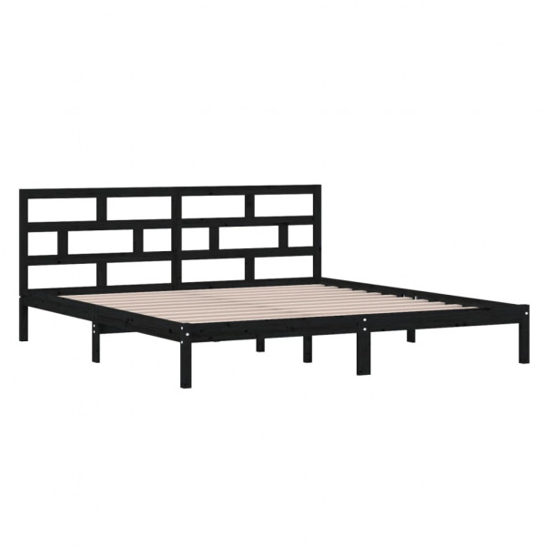Estrutura de cama 140x190 cm madeira de pinho maciça preto M 3