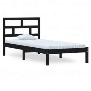 Estructura de cama madera maciza de pino negro 100x200 cm H
