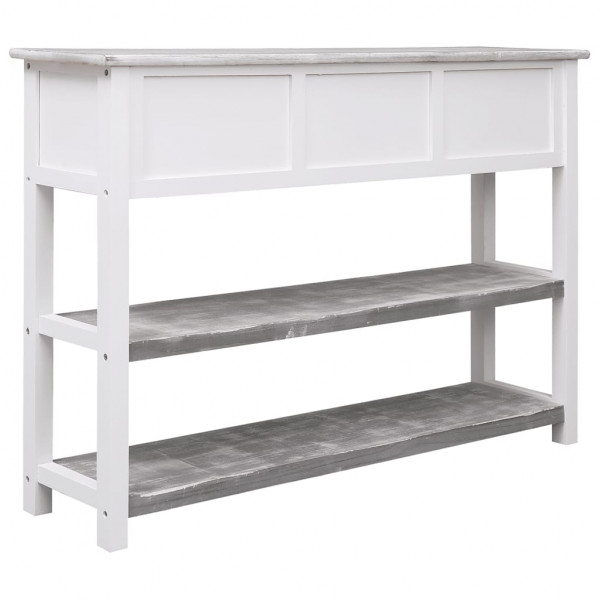 Aparador madera maciza paulownia gris envejecido 108x30x76 cm M 3