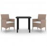 Set comedor de jardín 3 pzas y cojines ratán sintético y vidrio 2