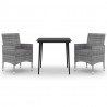 Set comedor de jardín 3 pzas y cojines ratán sintético y vidrio 2