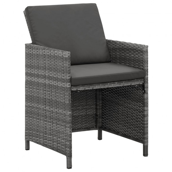 Set de muebles jardín 9 pzas con cojines ratán sintético gris M 4