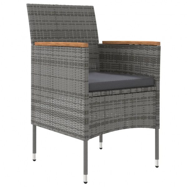 Juego de comedor para jardín 5 piezas con cojines gris y negro M 4