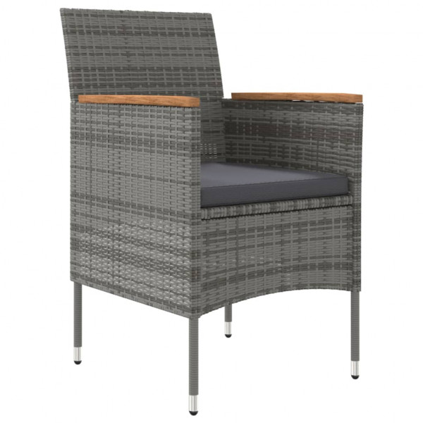 Juego de comedor de jardín 7 piezas con cojines gris y negro M 4