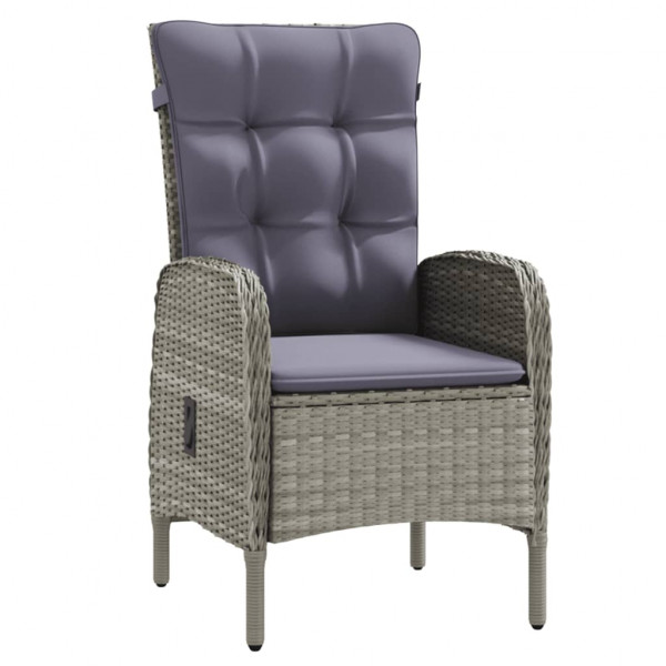 Juego de comedor de jardín 7 piezas con cojines gris y negro M 3