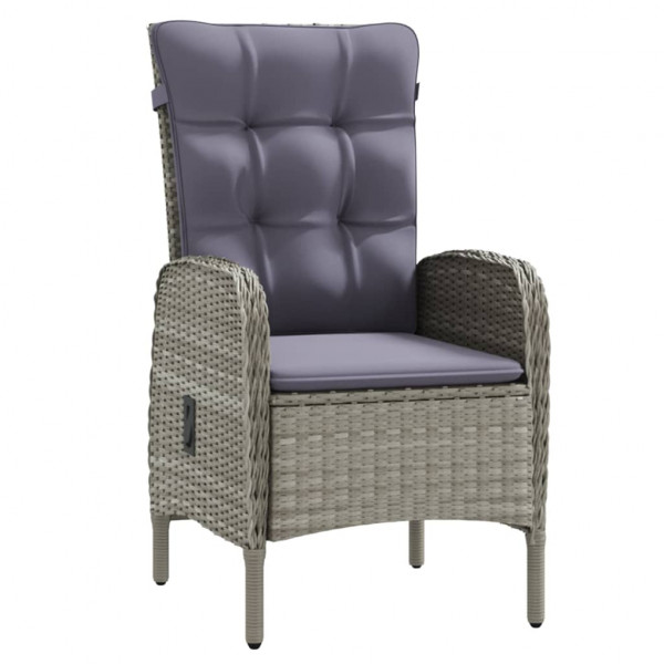 Juego de comedor de jardín 7 piezas con cojines gris y negro M 3