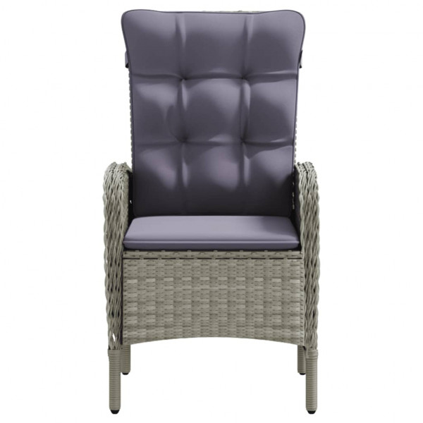 Juego de comedor para jardín 9 piezas con cojines gris y negro M 4