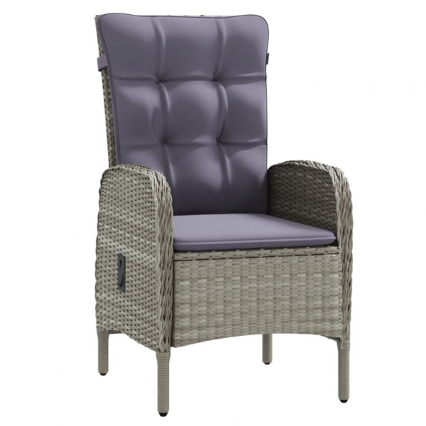 Juego de comedor para jardín 9 piezas con cojines gris y negro M 3