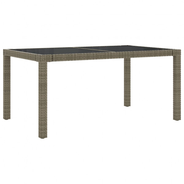 Mesa jardín vidrio templado ratán sintético 150x90x75 cm gris M 2