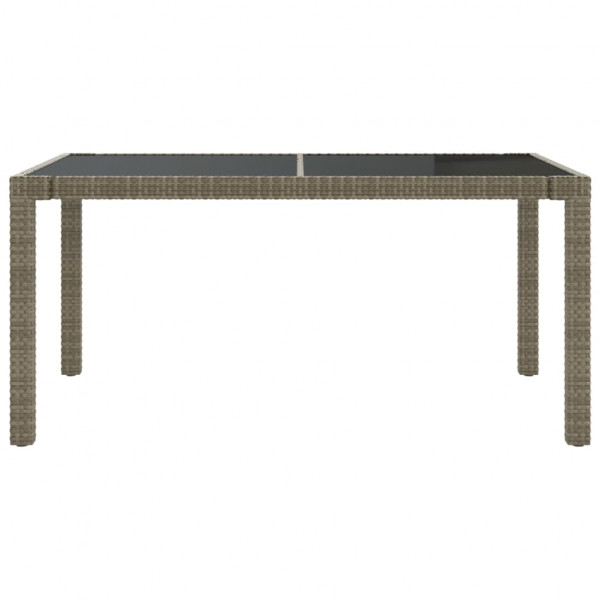Mesa jardín vidrio templado ratán sintético 150x90x75 cm gris M 3