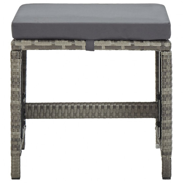 Taburetes de jardín 4 unidades y cojines ratán sintético gris M 3