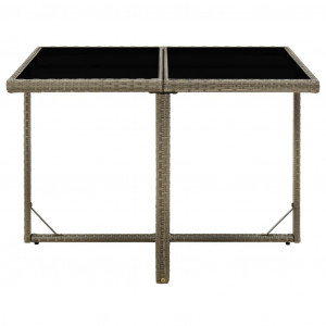 Mesa de jardín ratán sintético y vidrio gris 109x107x74 cm H