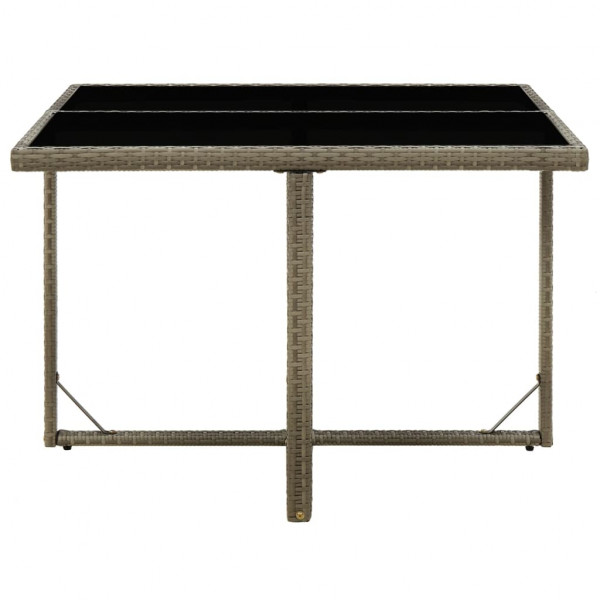 Mesa de jardín ratán sintético y vidrio gris 109x107x74 cm M 3