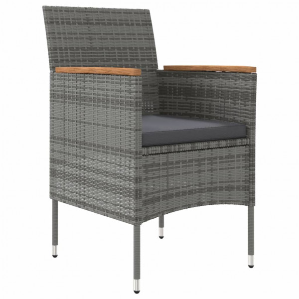 Juego de comedor de jardín 7 piezas con cojines gris y negro M 3