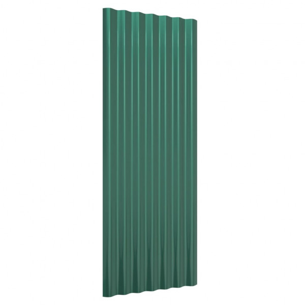 Painéis de telhado 12 unidades de aço revestido verde 100x36 cm M 3