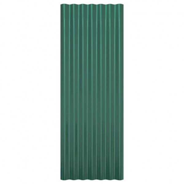 Painéis de telhado 12 unidades de aço revestido verde 100x36 cm M 4