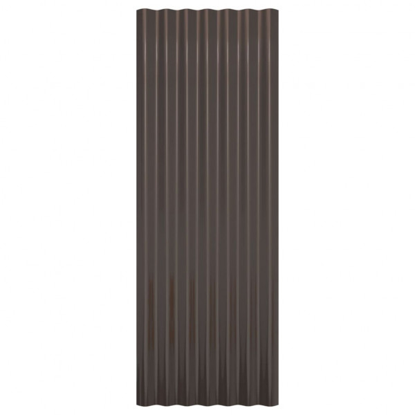 Painéis de telhado 12 pcs 100x36 cm aço revestido a pó castanho M 4