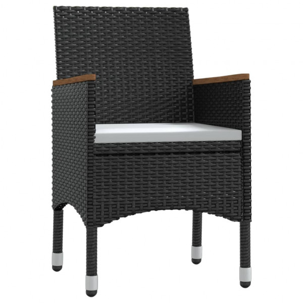 Juego de comedor de jardín 7 piezas con cojines negro M 3