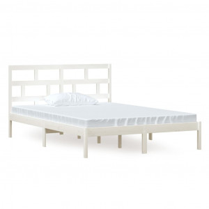 Estrutura de cama 140x200 cm madeira de pinho maciça branco H