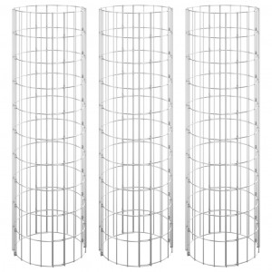 Canteiro elevado/cesto gabião circular 3pcs Ø30x100cm aço galv. H