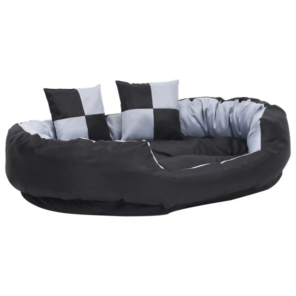 Almofadão p/ cães reversível e lavável 110x80x23 cm cinza/preto M 3