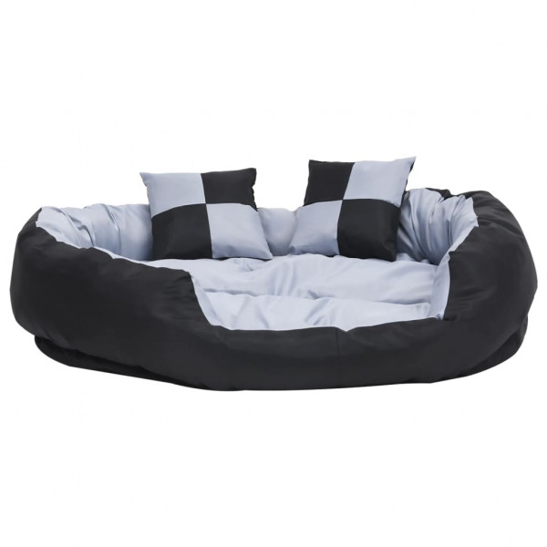 Almofadão p/ cães reversível e lavável 110x80x23 cm cinza/preto M 4