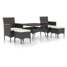 Set comedor jardín 5 pzas ratán sintético vidrio templado negro 2