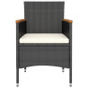 Set comedor jardín 5 pzas ratán sintético vidrio templado negro 4