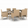 Set de comedor de jardín 7 pzas ratán sintético vidrio beige 2