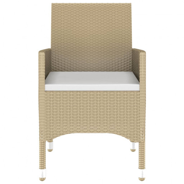 Set de comedor de jardín 7 pzas ratán sintético vidrio beige M 4