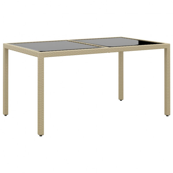 Set de comedor de jardín 7 pzas ratán sintético vidrio beige M 5