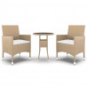 3 pcs conjunto de jantar para jardim vime PE bege 2