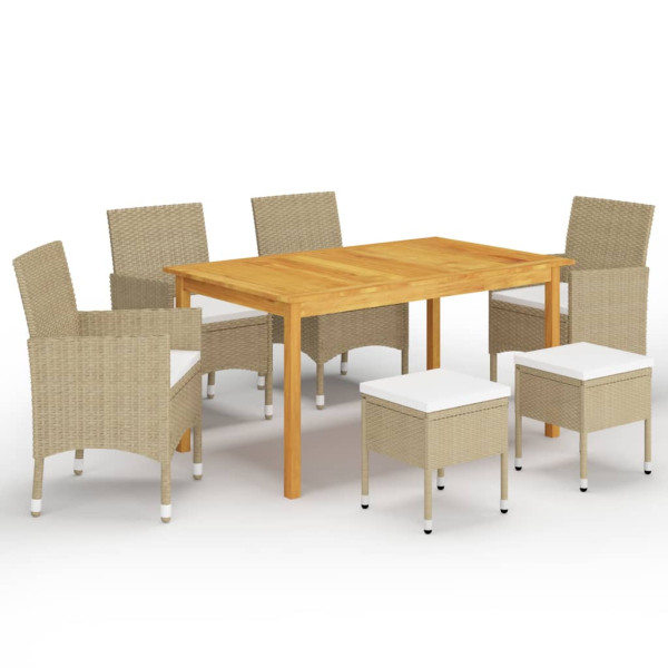 Juego de comedor de jardín de 7 piezas beige D