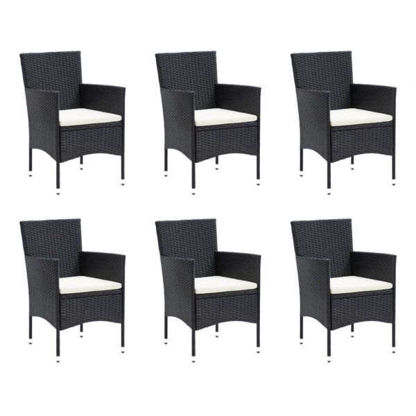 9 pcs conjunto de jantar p/ jardim c/ almofadões vime PE preto M 3