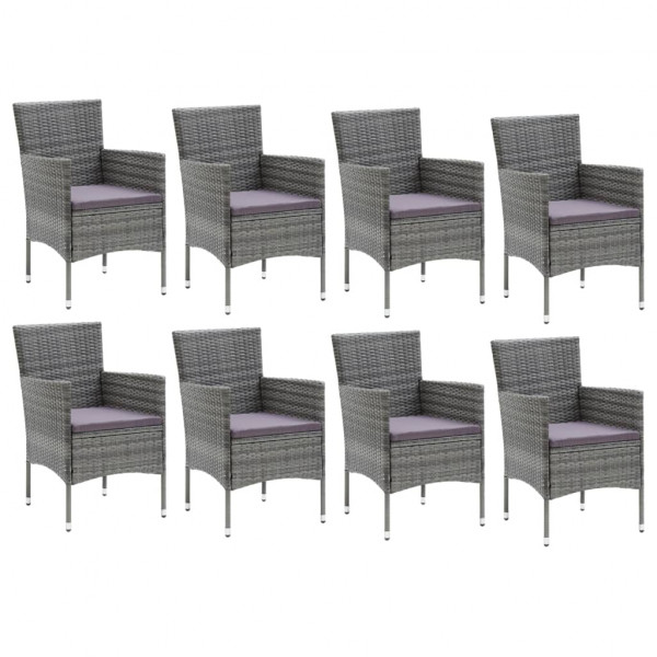 Set de muebles jardín 9 pzas con cojines ratán sintético gris M 3