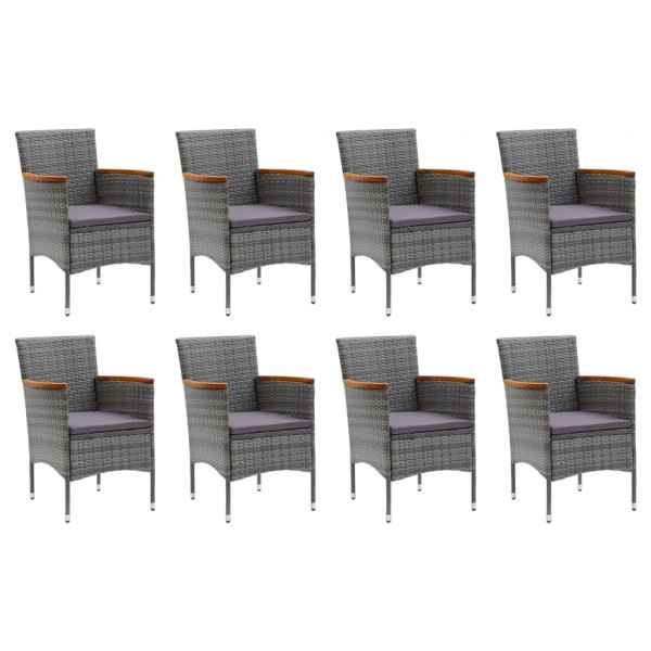 Set de muebles jardín 9 pzas con cojines ratán sintético gris M 3
