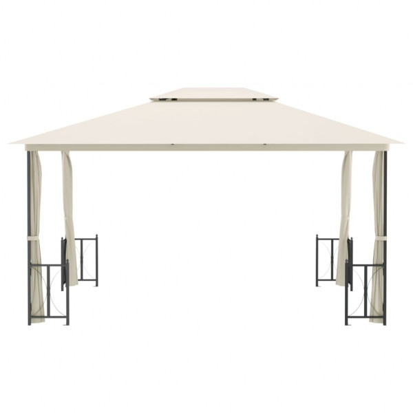 Gazebo com paredes laterais e telhado duplo 3x4 m cor creme M 4