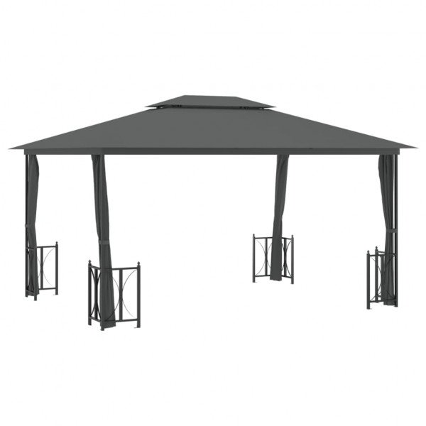 Gazebo com paredes laterais e telhado duplo 3x4 m cor antracite M 2