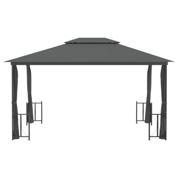 Gazebo com paredes laterais e telhado duplo 3x4 m cor antracite M 3