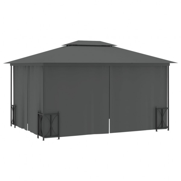 Gazebo com paredes laterais e telhado duplo 3x4 m cor antracite M 5