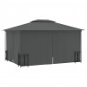 Gazebo com paredes laterais e telhado duplo 3x4 m cor antracite 5