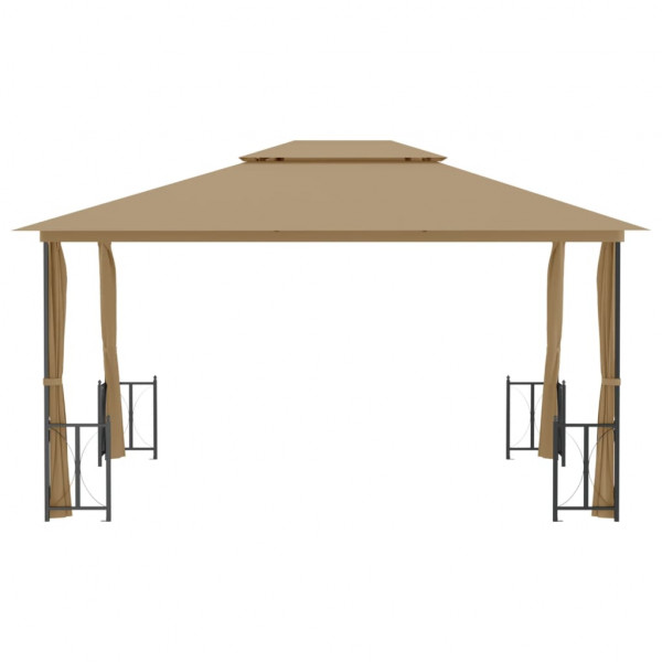Gazebo c/ paredes laterais e telhado duplo 3x4 m cinza-acast. M 3