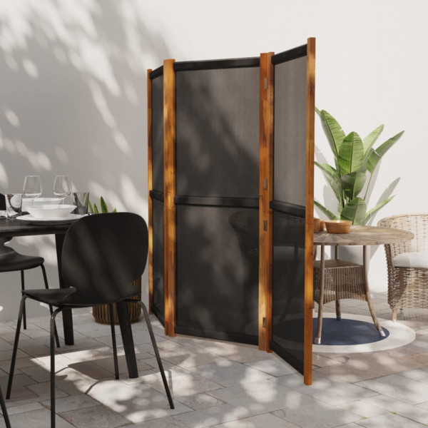 Biombo divisor de 3 paneles negro 210x180 cm D