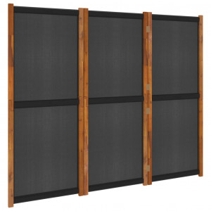 Biombo divisor de 3 paneles negro 210x180 cm H