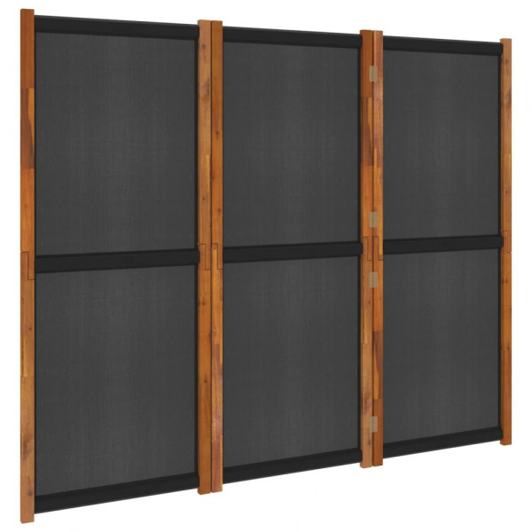 Biombo divisor de 3 paneles negro 210x180 cm M 2