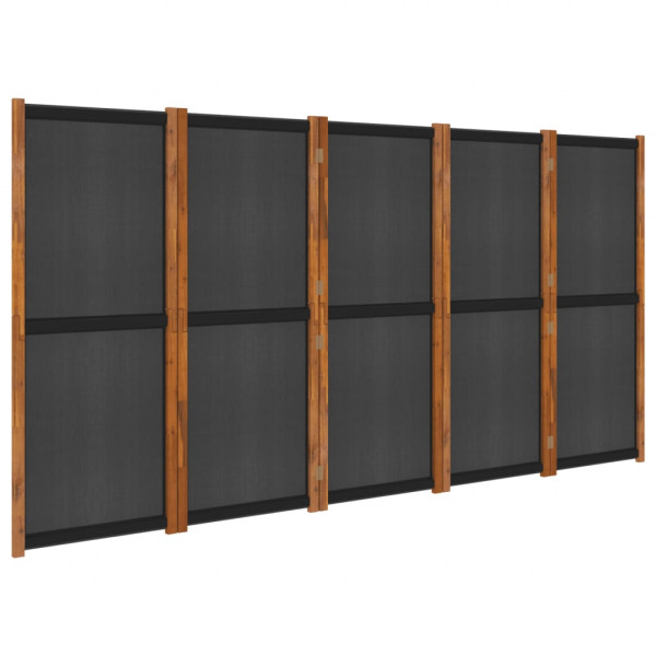 Biombo divisor de 5 paneles negro 350x180 cm M 4