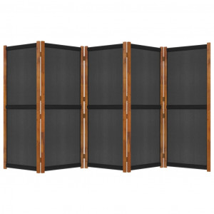 Biombo divisor de 5 paneles negro 350x180 cm H
