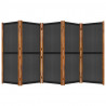Biombo divisor de 5 paneles negro 350x180 cm 2