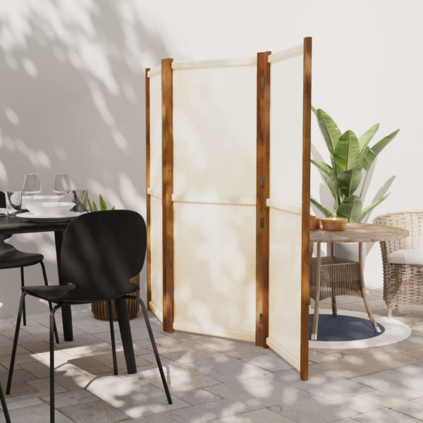 Biombo divisor de 3 paneles blanco crema 210x180 cm D